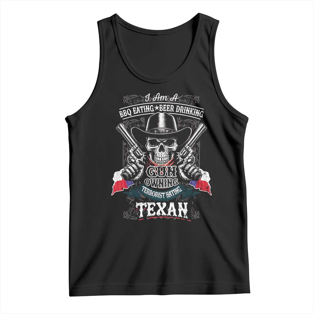 Funny American Texan Tank Top I Am A BBQ Eating Beer Drinking Gun Owning Texan TS11 Black Print Your Wear