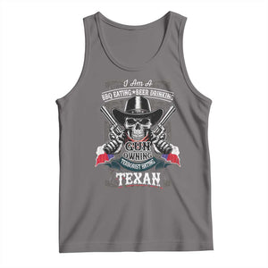 Funny American Texan Tank Top I Am A BBQ Eating Beer Drinking Gun Owning Texan TS11 Deep Heather Print Your Wear