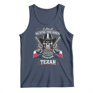 Funny American Texan Tank Top I Am A BBQ Eating Beer Drinking Gun Owning Texan TS11 Navy Print Your Wear