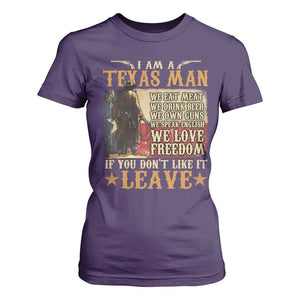American Texan T Shirt For Women I Am A Texas Man If You Don't Like It Leave Cowboy TS11 Purple Print Your Wear