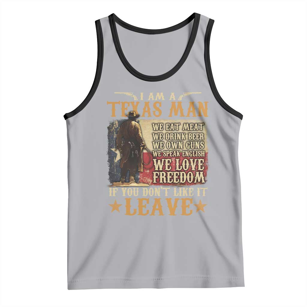 American Texan Tank Top I Am A Texas Man If You Don't Like It Leave Cowboy TS11 Athletic Heather Black Print Your Wear