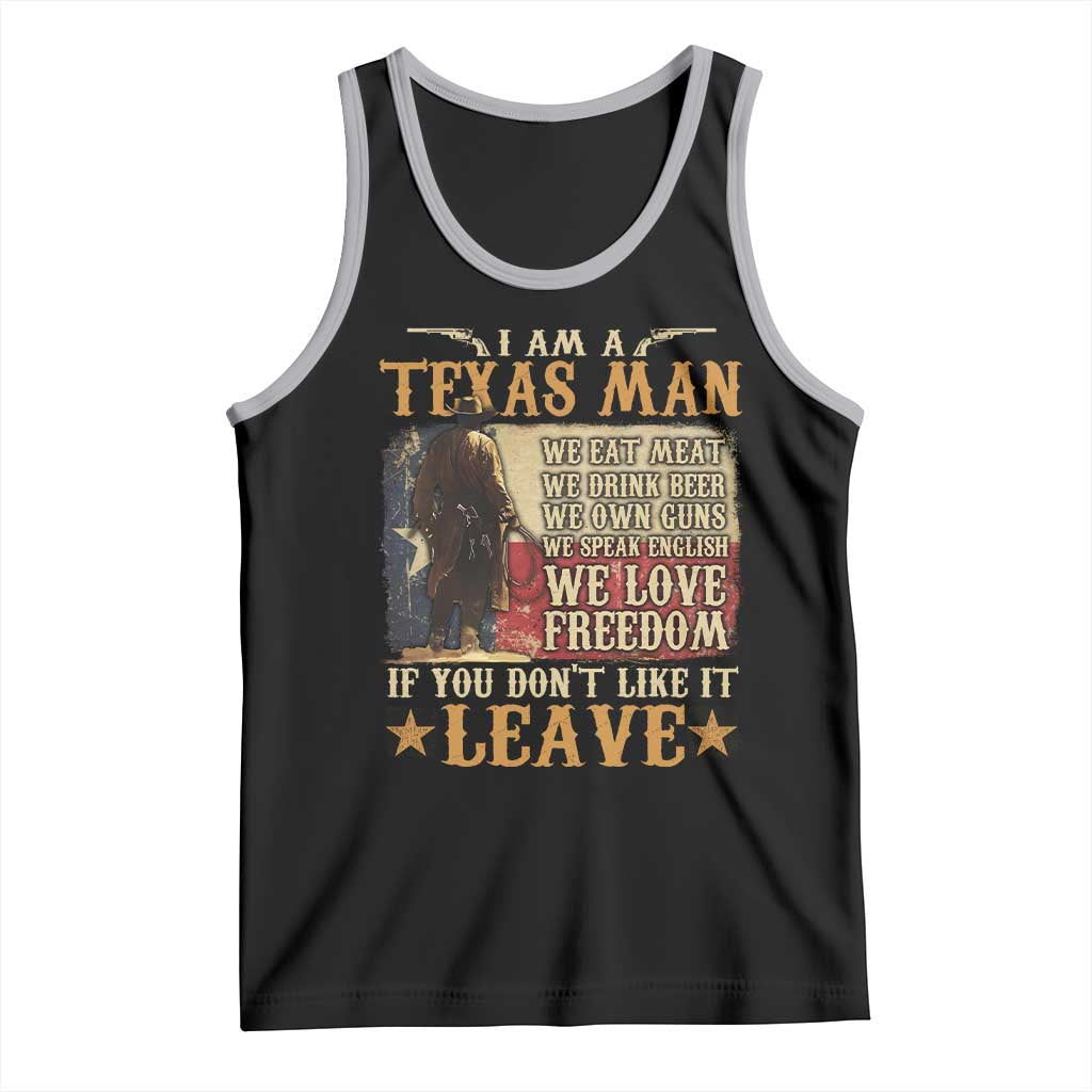 American Texan Tank Top I Am A Texas Man If You Don't Like It Leave Cowboy TS11 Black Athletic Heather Print Your Wear