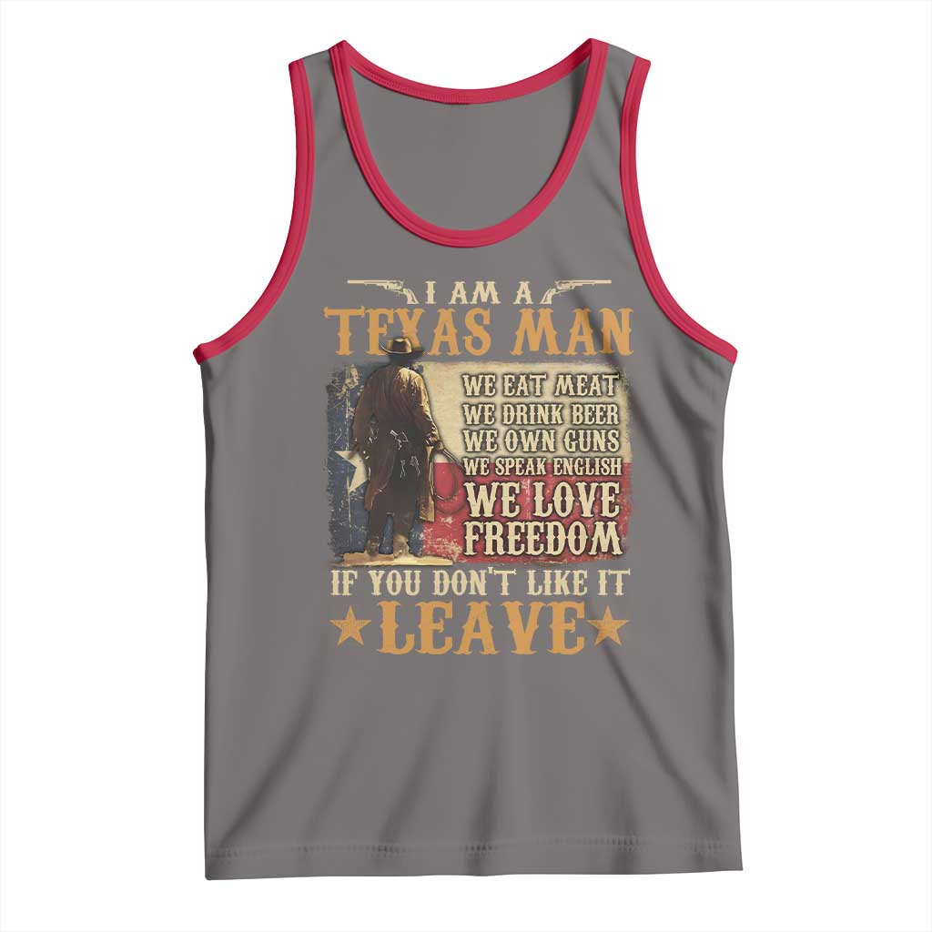 American Texan Tank Top I Am A Texas Man If You Don't Like It Leave Cowboy TS11 Deep Heather Red Print Your Wear