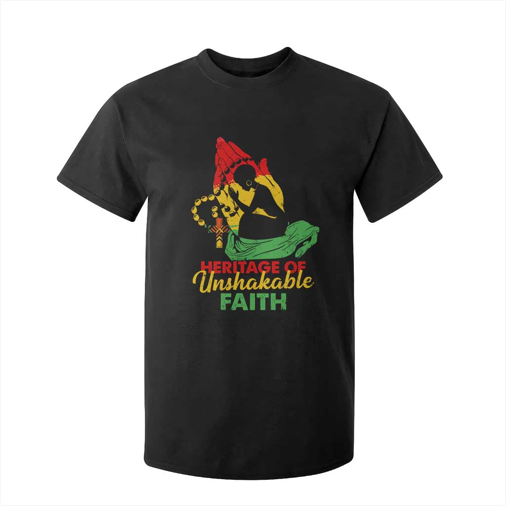 Christian African American T Shirt For Kid Heritage Of Unshakable Faith Black History Month TS11 Black Print Your Wear