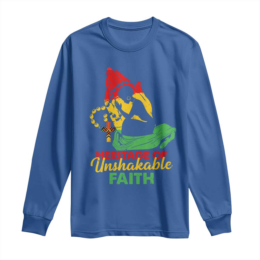 Christian African American Long Sleeve Shirt Heritage Of Unshakable Faith Black History Month TS11 Royal Blue Print Your Wear