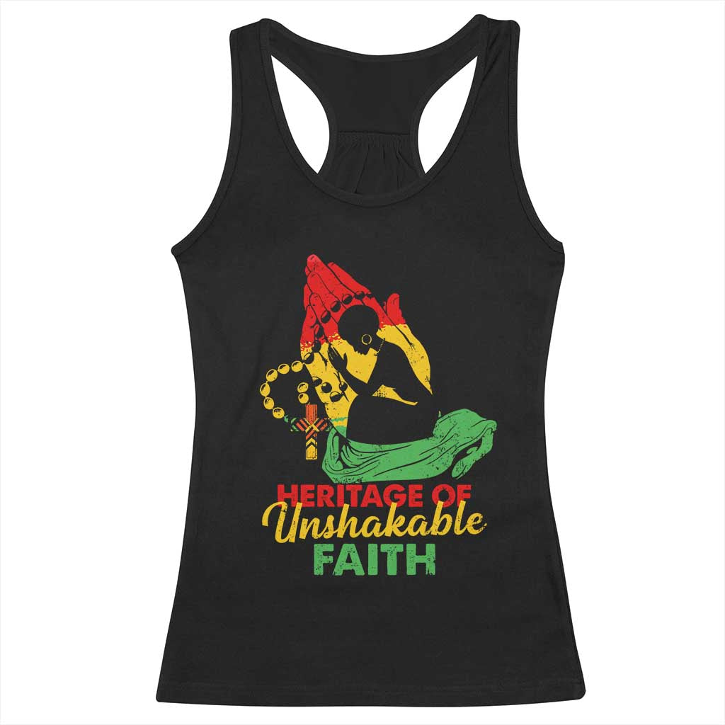 Christian African American Racerback Tank Top Heritage Of Unshakable Faith Black History Month TS11 Black Print Your Wear
