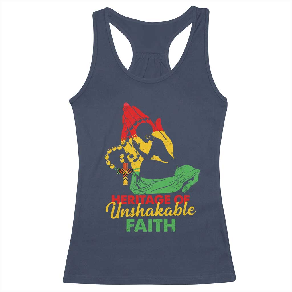 Christian African American Racerback Tank Top Heritage Of Unshakable Faith Black History Month TS11 Navy Print Your Wear