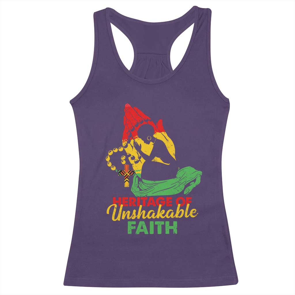 Christian African American Racerback Tank Top Heritage Of Unshakable Faith Black History Month TS11 Purple Print Your Wear