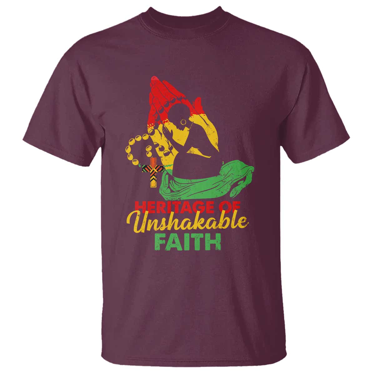 Christian African American T Shirt Heritage Of Unshakable Faith Black History Month TS11 Maroon Print Your Wear