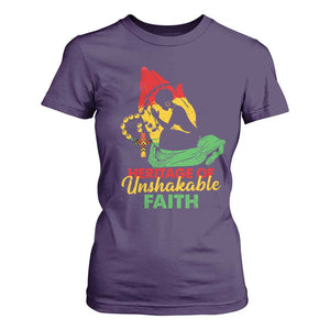 Christian African American T Shirt For Women Heritage Of Unshakable Faith Black History Month TS11 Purple Print Your Wear