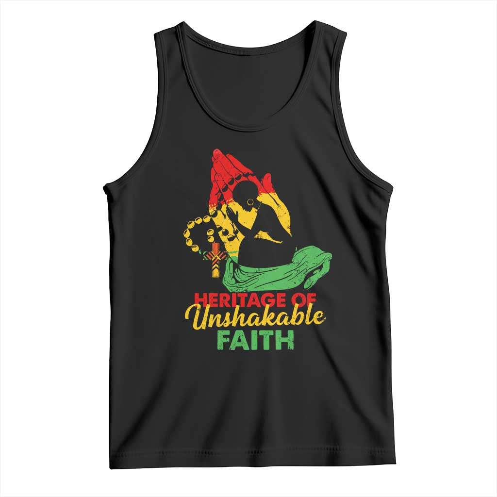 Christian African American Tank Top Heritage Of Unshakable Faith Black History Month TS11 Black Print Your Wear