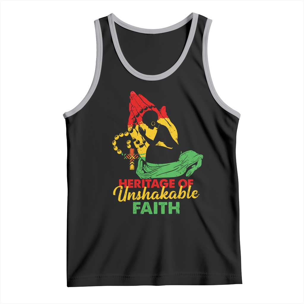 Christian African American Tank Top Heritage Of Unshakable Faith Black History Month TS11 Black Athletic Heather Print Your Wear