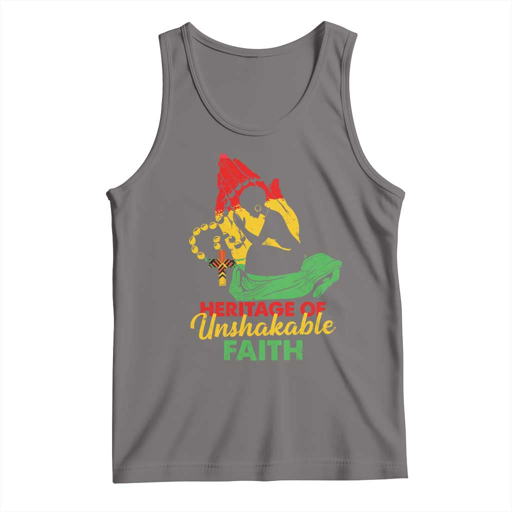 Christian African American Tank Top Heritage Of Unshakable Faith Black History Month TS11 Deep Heather Print Your Wear