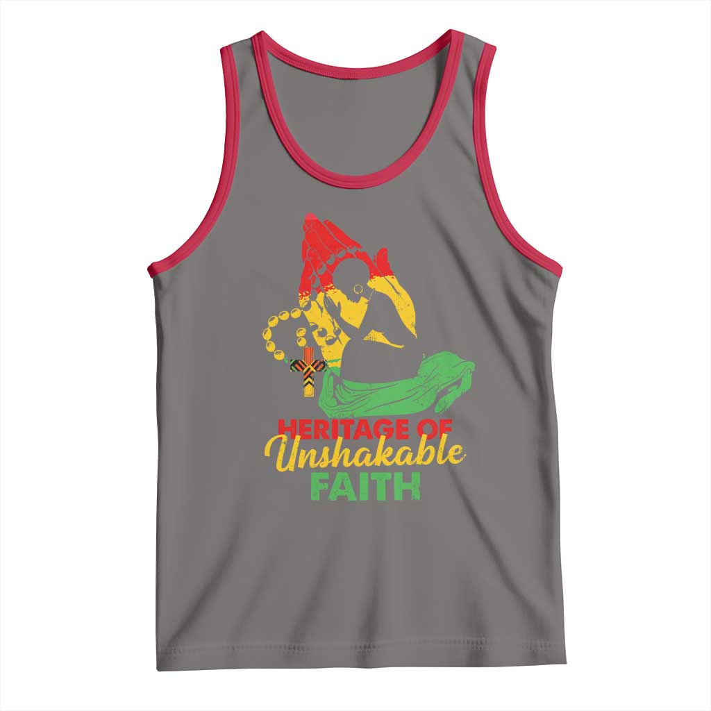 Christian African American Tank Top Heritage Of Unshakable Faith Black History Month TS11 Deep Heather Red Print Your Wear