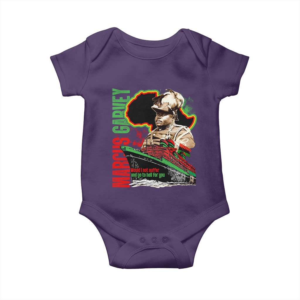 Marcus Garvey Baby Onesie Would I Not Suffer And Go To Hell For You Black History Month TS11 Purple Print Your Wear