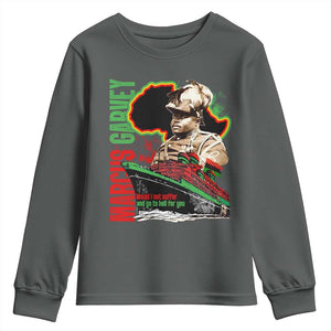 Marcus Garvey Youth Sweatshirt Would I Not Suffer And Go To Hell For You Black History Month TS11 Dark Heather Print Your Wear