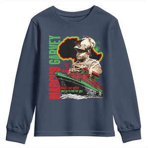 Marcus Garvey Youth Sweatshirt Would I Not Suffer And Go To Hell For You Black History Month TS11 Navy Print Your Wear