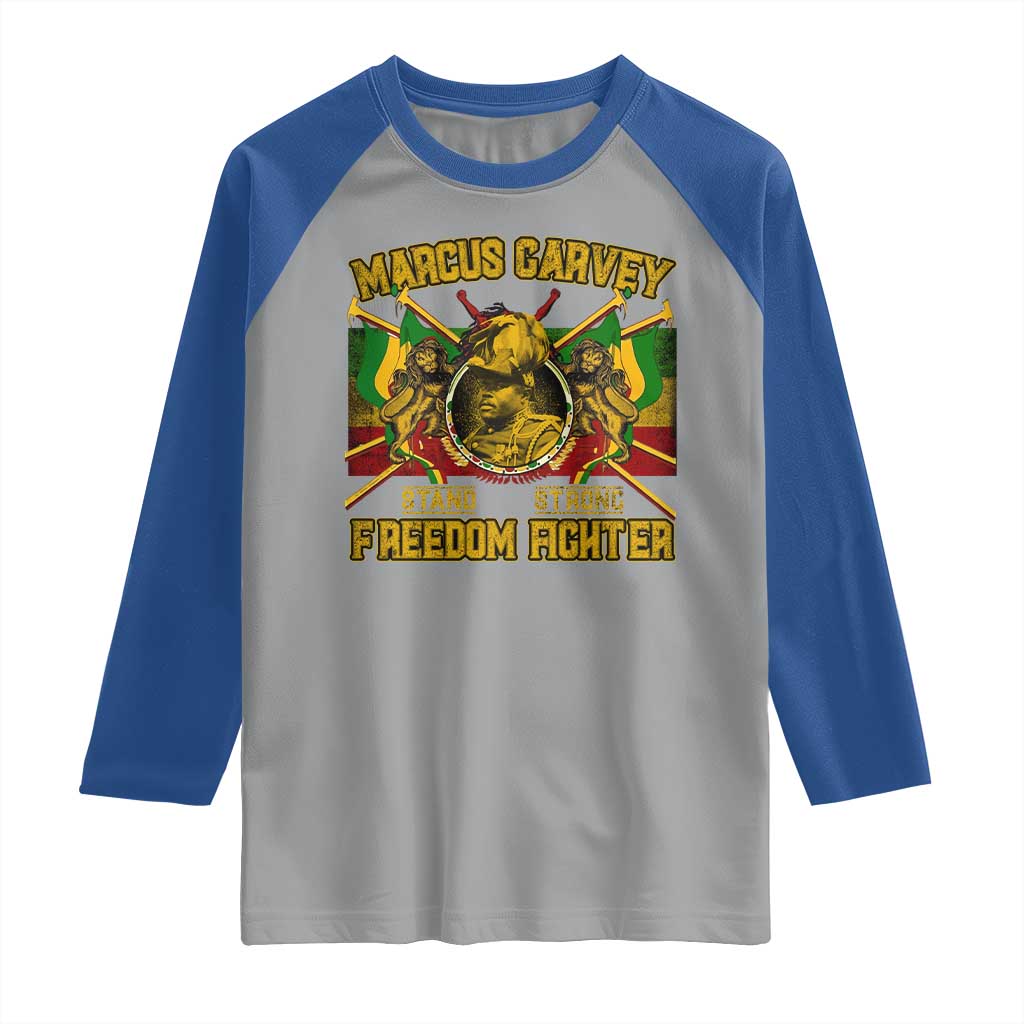 Marcus Garvey Raglan Shirt Stand Strong Freedom Fighter Black History Month TS11 Sport Gray Royal Print Your Wear