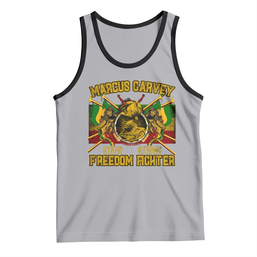 Marcus Garvey Tank Top Stand Strong Freedom Fighter Black History Month TS11 Athletic Heather Black Print Your Wear