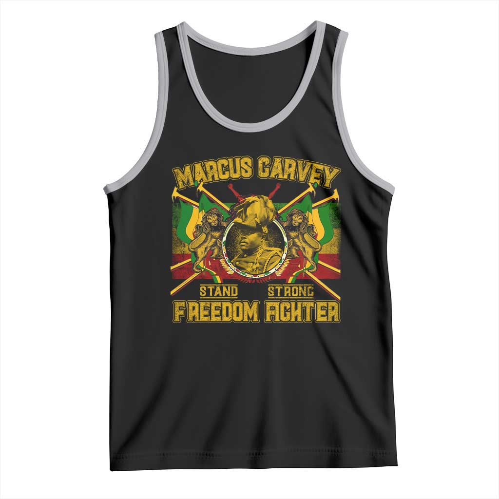 Marcus Garvey Tank Top Stand Strong Freedom Fighter Black History Month TS11 Black Athletic Heather Print Your Wear