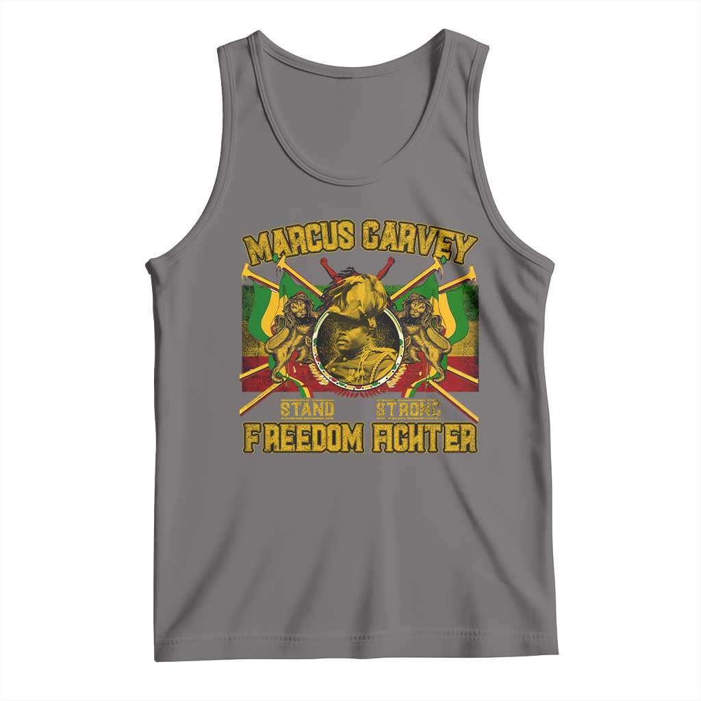 Marcus Garvey Tank Top Stand Strong Freedom Fighter Black History Month TS11 Deep Heather Print Your Wear