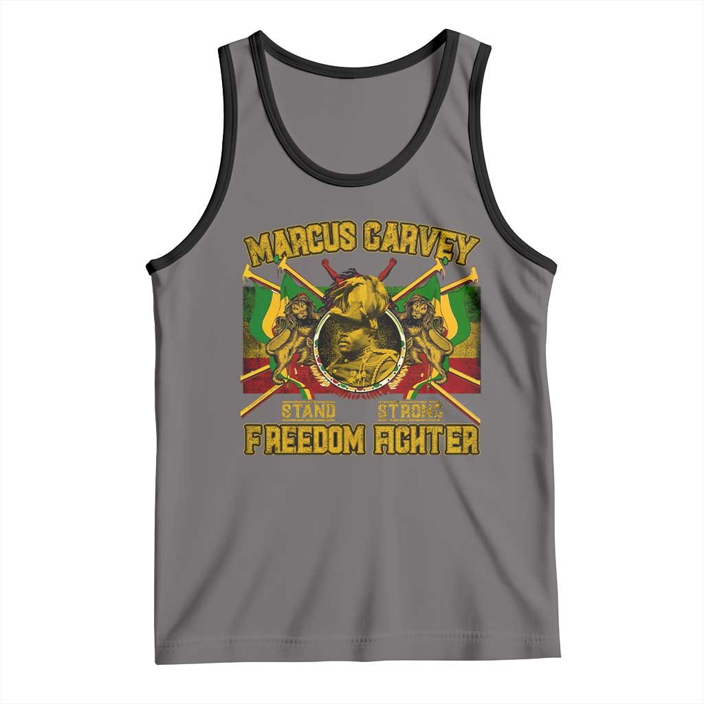 Marcus Garvey Tank Top Stand Strong Freedom Fighter Black History Month TS11 Deep Heather Black Print Your Wear