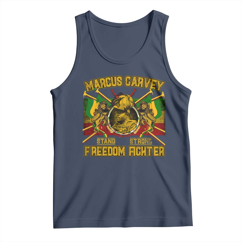Marcus Garvey Tank Top Stand Strong Freedom Fighter Black History Month TS11 Navy Print Your Wear
