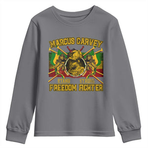 Marcus Garvey Youth Sweatshirt Stand Strong Freedom Fighter Black History Month TS11 Charcoal Print Your Wear