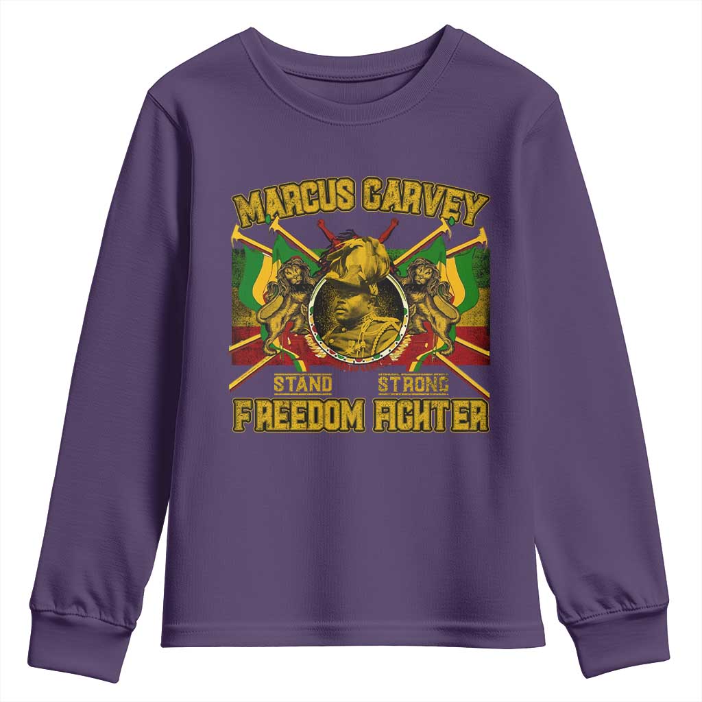 Marcus Garvey Youth Sweatshirt Stand Strong Freedom Fighter Black History Month TS11 Purple Print Your Wear