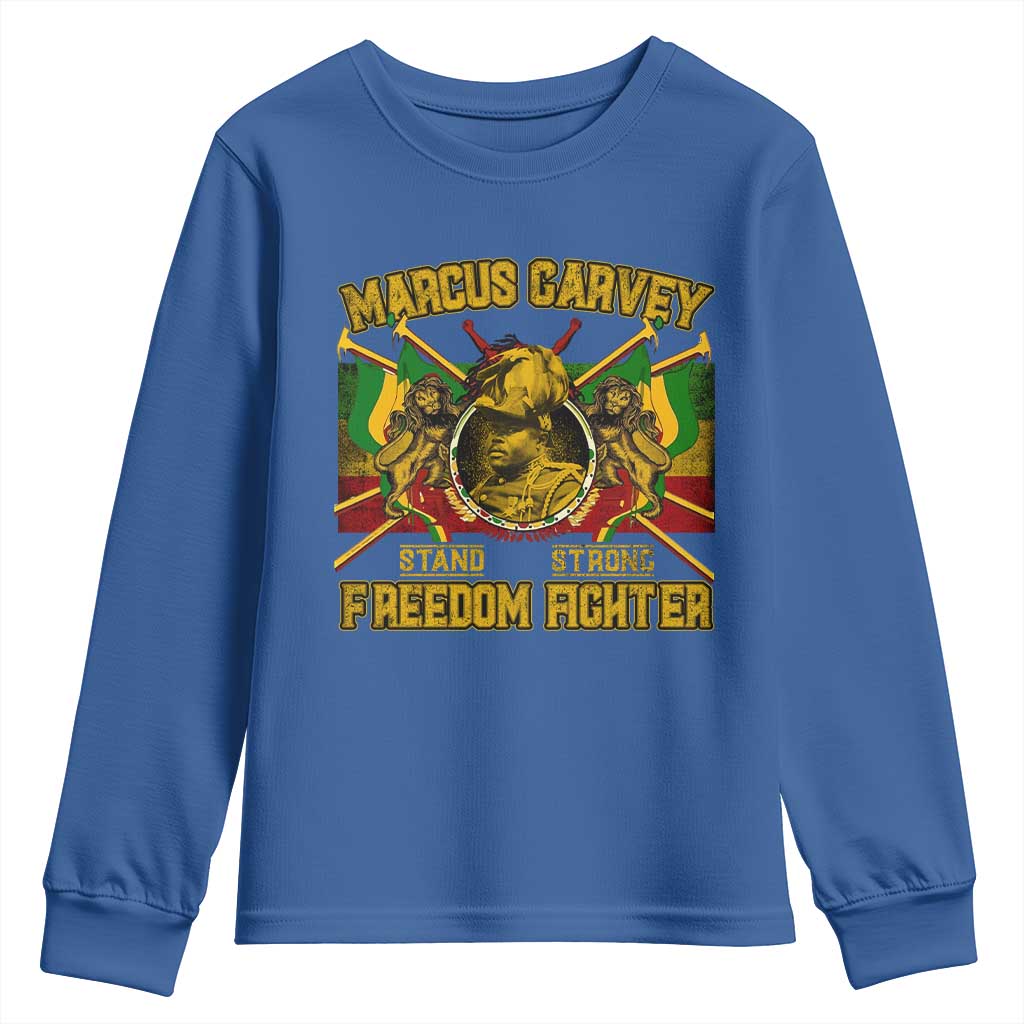 Marcus Garvey Youth Sweatshirt Stand Strong Freedom Fighter Black History Month TS11 Royal Blue Print Your Wear