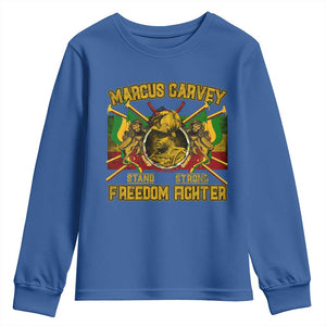 Marcus Garvey Youth Sweatshirt Stand Strong Freedom Fighter Black History Month TS11 Royal Blue Print Your Wear