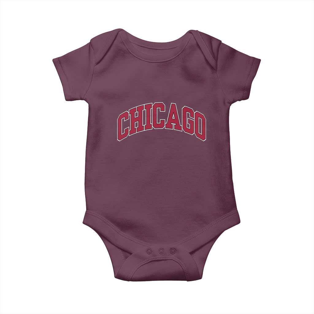 Chicago Pride Illinois IL Vintage Sports Basketball Red Design Baby Onesie TS11 Maroon Print Your Wear