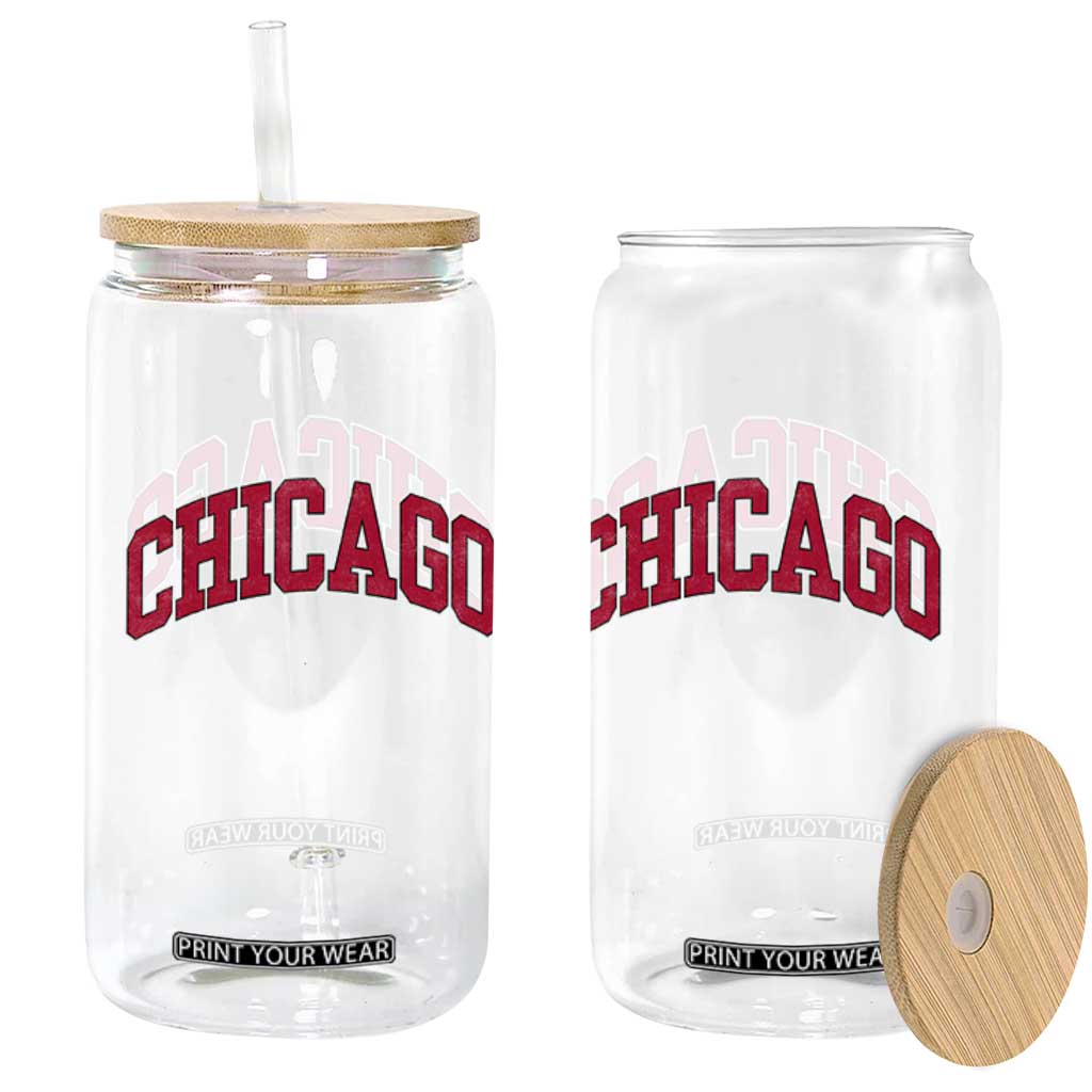 Chicago Pride Illinois IL Vintage Sports Basketball Red Design Glass Can TS11 Print Your Wear