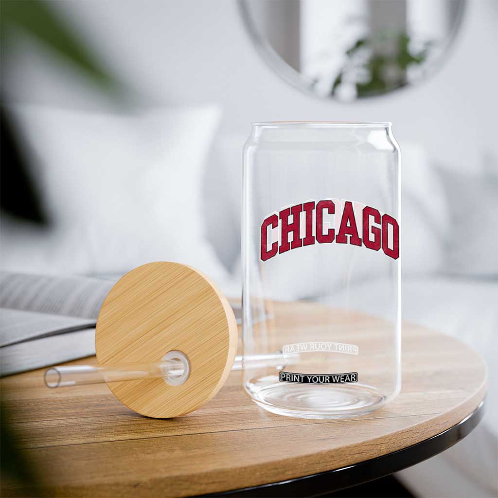 Chicago Pride Illinois IL Vintage Sports Basketball Red Design Glass Can TS11 Print Your Wear