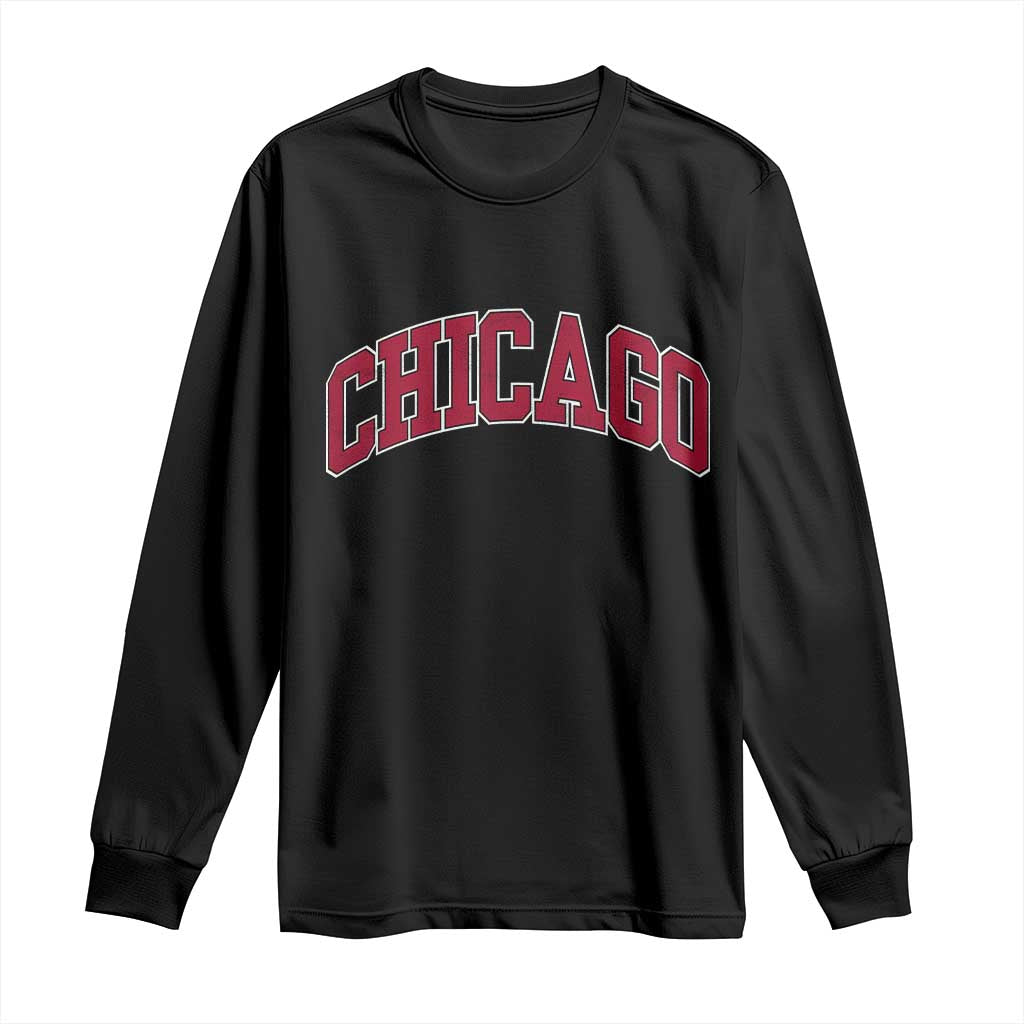 Chicago Pride Illinois IL Vintage Sports Basketball Red Design Long Sleeve Shirt TS11 Black Print Your Wear