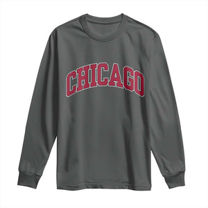 Chicago Pride Illinois IL Vintage Sports Basketball Red Design Long Sleeve Shirt TS11 Dark Heather Print Your Wear