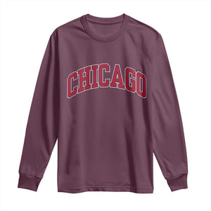 Chicago Pride Illinois IL Vintage Sports Basketball Red Design Long Sleeve Shirt TS11 Maroon Print Your Wear