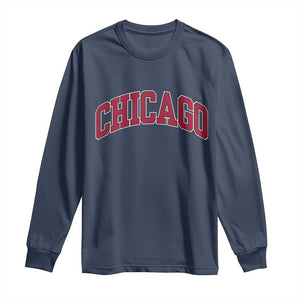Chicago Pride Illinois IL Vintage Sports Basketball Red Design Long Sleeve Shirt TS11 Navy Print Your Wear