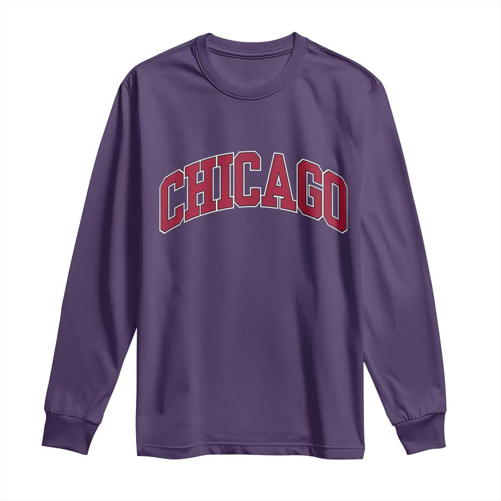 Chicago Pride Illinois IL Vintage Sports Basketball Red Design Long Sleeve Shirt TS11 Purple Print Your Wear
