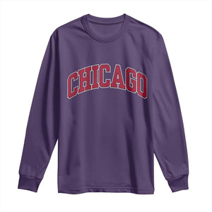 Chicago Pride Illinois IL Vintage Sports Basketball Red Design Long Sleeve Shirt TS11 Purple Print Your Wear