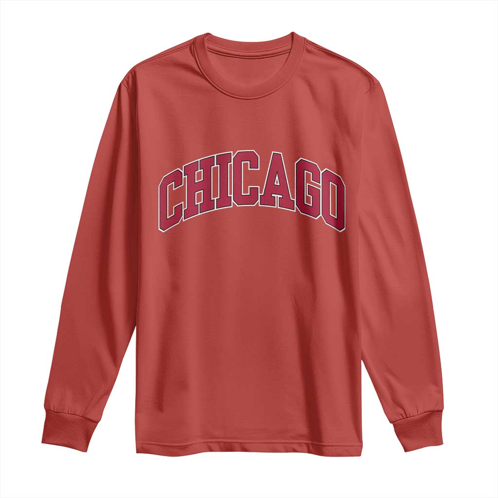Chicago Pride Illinois IL Vintage Sports Basketball Red Design Long Sleeve Shirt TS11 Red Print Your Wear