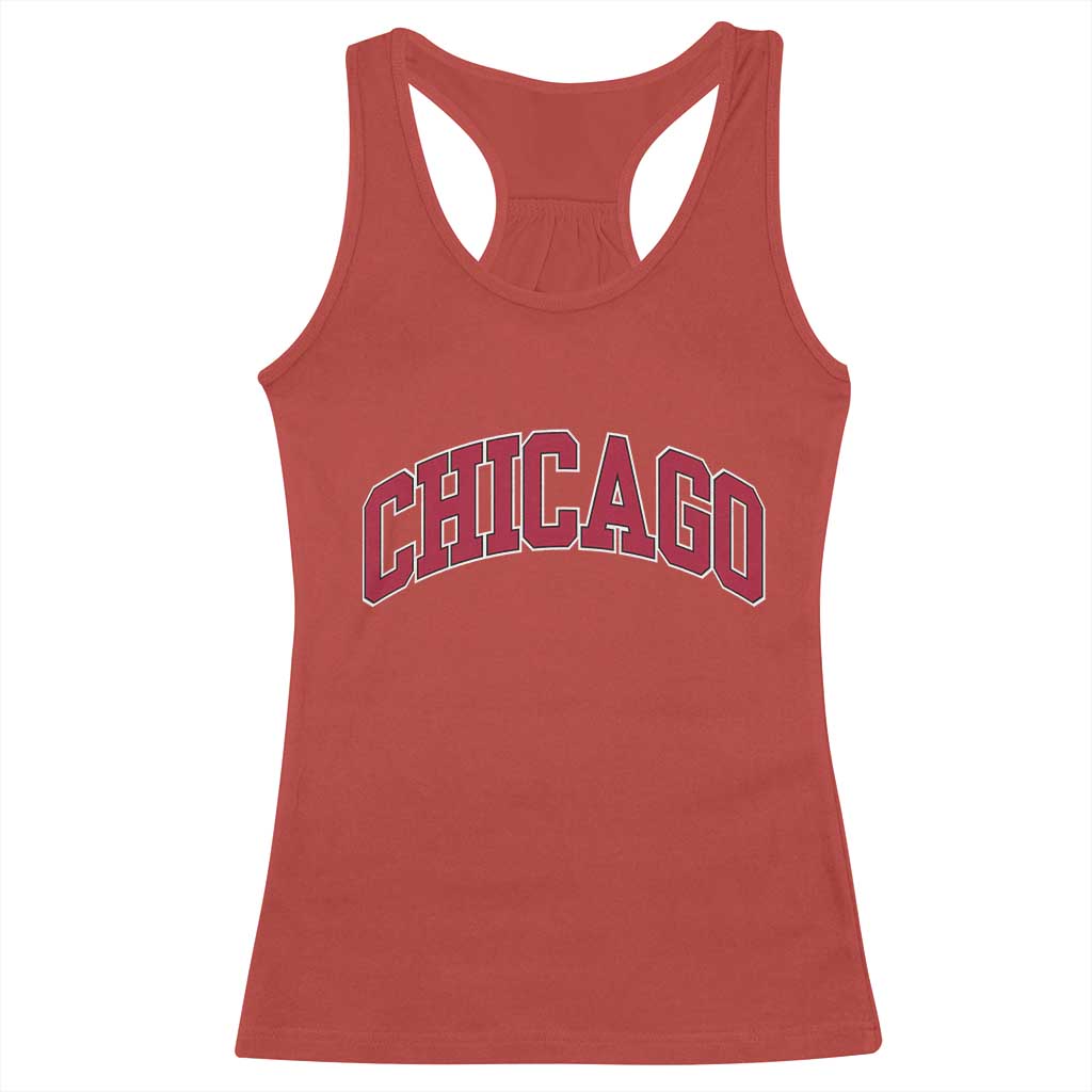 Chicago Pride Illinois IL Vintage Sports Basketball Red Design Racerback Tank Top TS11 Red Print Your Wear