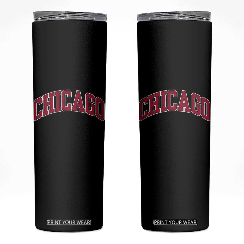 Chicago Pride Illinois IL Vintage Sports Basketball Red Design Skinny Tumbler TS11 Black Print Your Wear