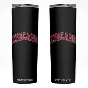 Chicago Pride Illinois IL Vintage Sports Basketball Red Design Skinny Tumbler TS11 Black Print Your Wear