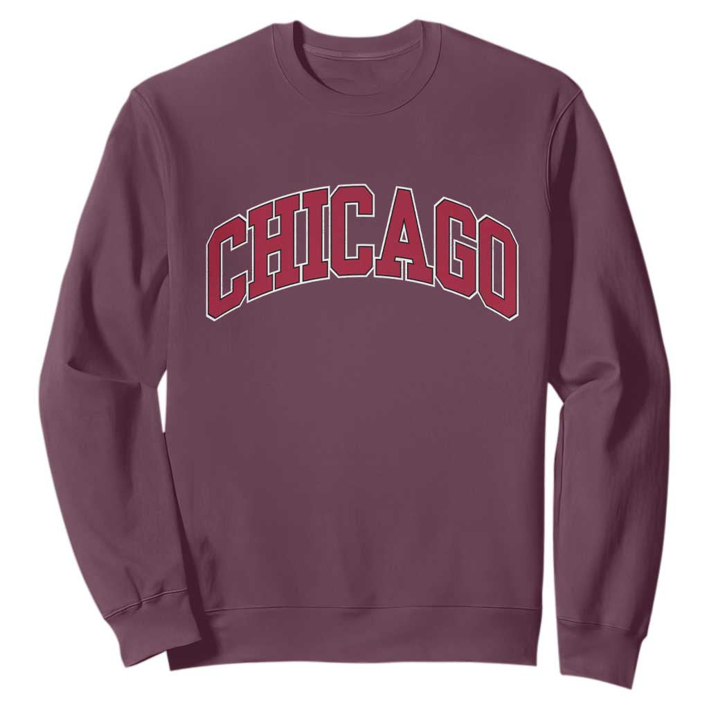 Chicago Pride Illinois IL Vintage Sports Basketball Red Design Sweatshirt TS11 Maroon Print Your Wear