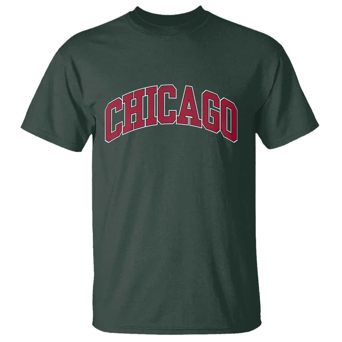 Chicago Pride Illinois IL Vintage Sports Basketball Red Design T Shirt TS11 Dark Forest Green Print Your Wear