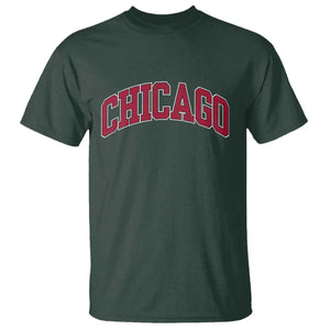 Chicago Pride Illinois IL Vintage Sports Basketball Red Design T Shirt TS11 Dark Forest Green Print Your Wear