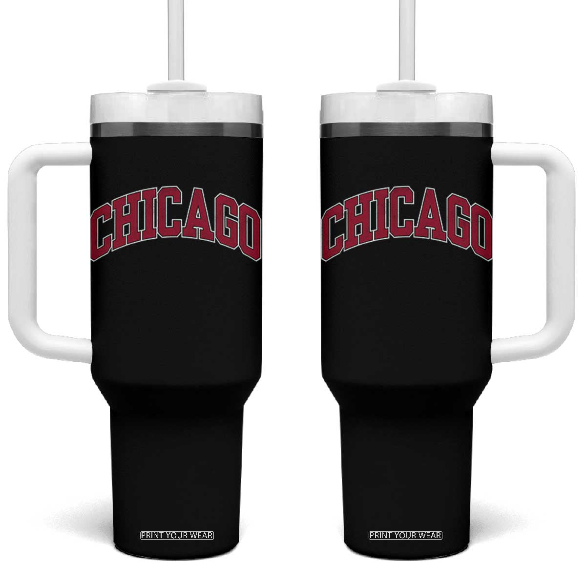 Chicago Pride Illinois IL Vintage Sports Basketball Red Design Tumbler With Handle TS11 One Size: 40 oz Black Print Your Wear