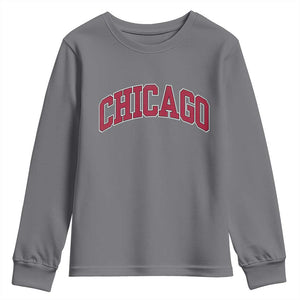 Chicago Pride Illinois IL Vintage Sports Basketball Red Design Youth Sweatshirt TS11 Charcoal Print Your Wear