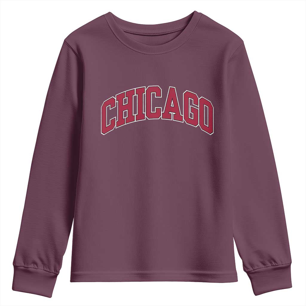 Chicago Pride Illinois IL Vintage Sports Basketball Red Design Youth Sweatshirt TS11 Maroon Print Your Wear